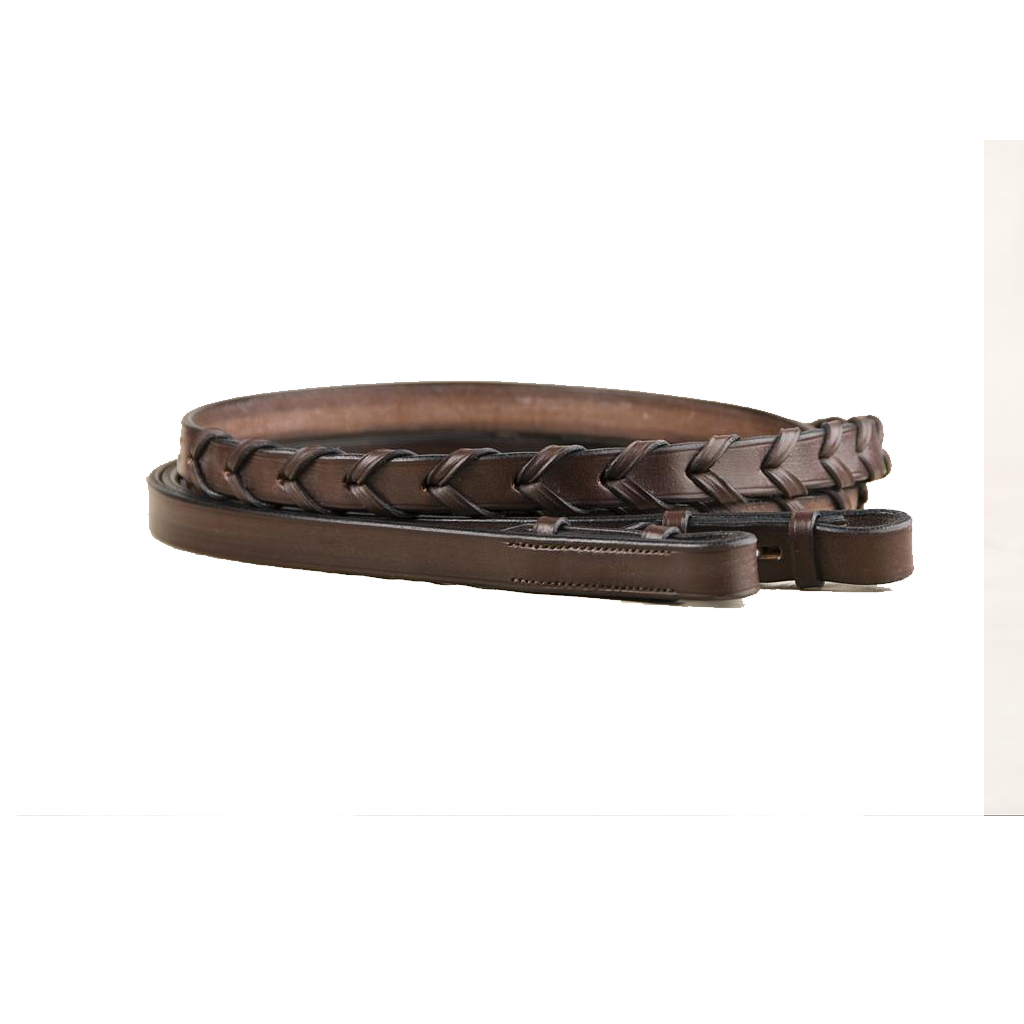 KL Select Red Barn Stealth Rubber Lined Laced Reins
