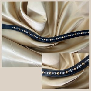 Browband, Diamante and Beads 2, Curved Gold and Navy