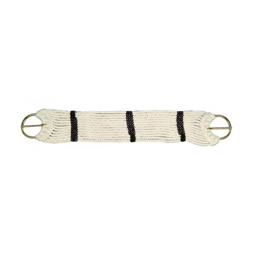Showman Multi Strand Western Rope Girth | Heavy Braided Rope With D-Rings, Black/Red, Nickel Hardware